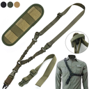 Tactical Single One Point Bungee Gun Rifle Sling Strap with HK Clip Shoulder Pad, Green