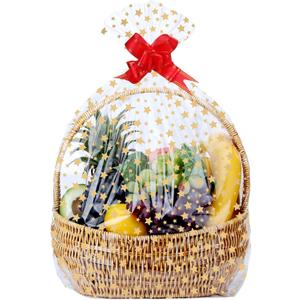 2 x 15Pcs 18X30 inch Gold Star Printed Clear Cellophane Gift Wrap Bags Basket Wrapping Plastic Large Cello Bags for Party Favors Treats Mug with 5" Twist Ties