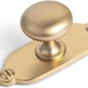 Goo-Ki Champagne Bronze Zinc Alloy Cabinet Knob with Backplate - Single Hole Center Cabinet Pull Hardware for Bedroom, Kitchen, 2 Pack (Standard)