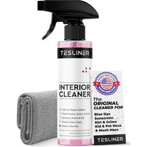 Tesla Seat Cleaner & Stain Remover - Interior Cleaner for Black & White Vegan Leather, Interior Cleaning Products for Seats, Dash, Console | Tesla Accessories for Model Y, Model 3, S, X, Cybertruck