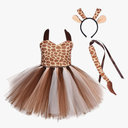 IBTOM CASTLE Prinecss Jungle Animal Costume for Girls Giraffe Cows Tutu Birthday Halloween Dress Up Outfits w/Headband Tails
size 3-4yer