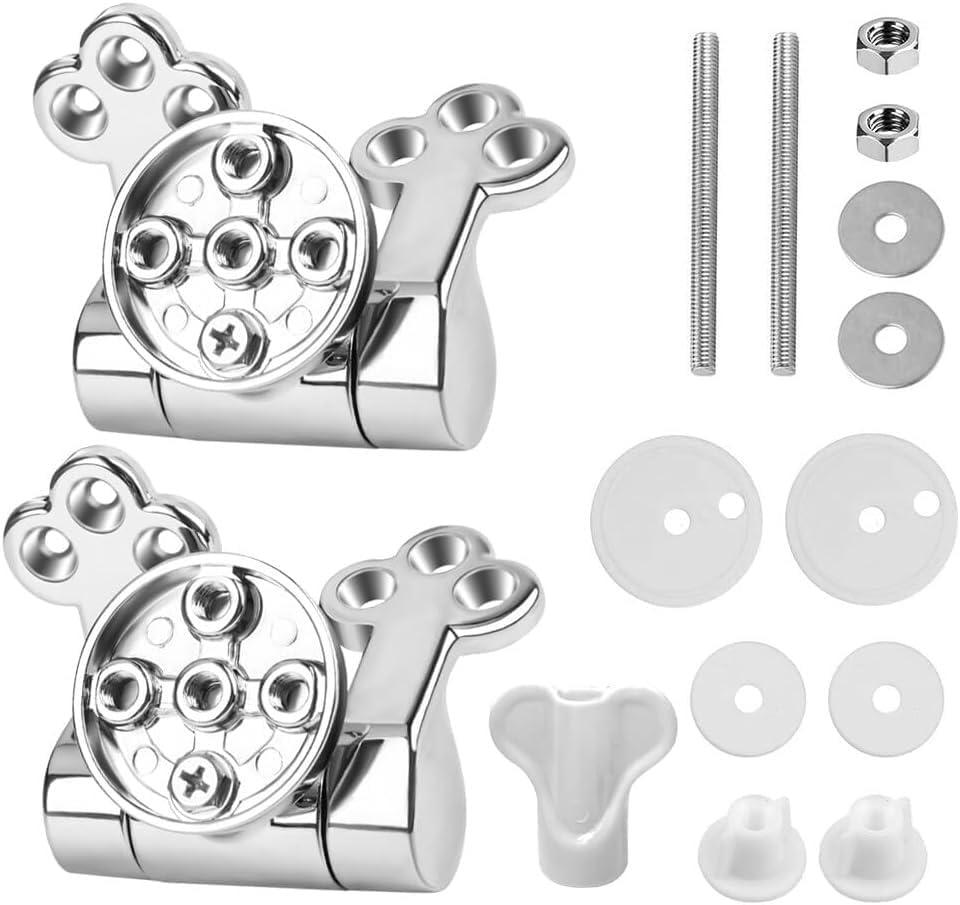 Toilet Seat Hinge Replacement with Bolts Screw and Nuts, Zinc Alloy Replacement Parts-Adjustable Toilet Seat Sliver