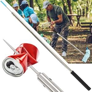 Poker Stick,48Inch Picker Upper Grabber High-Duty Stainless Steels Tip Lightweight & Reinforcement Garbage Debris Nabber Litter Picker Grabber Durability Reacher Yard Stick