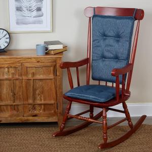 Klear Vu Embrace Rocking Chair Cushions for Living Room, Nursery, or Home Office, Tufted and Non-Slip Pads, 2 Piece Set, Seat 16"x15" and Seat Back 24"x17", Blue