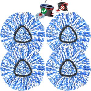 Spin Mop Replacement Head Compatible with O-Ceda 2-Tank Dual System RinseClean Microfiber Spin mop Refill for O Ceda Mop Replace Head (4 Pack)