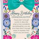 Chuck's Card-O-Rama Birthday Card For Granddaughter - Large Card Opens To 10  7.75 - Lovely lavender and purple flowers topped off with a gorgeous teal ribbon and bow - MADE in USA D#95366