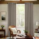 Taupe Brown 105 Inch Curtains Neutral Linen Semi Sheer Bronze Grommet Non-See-Through Drapes Farmhouse Boho Shabby Chic Window Floor To Ceiling Curtains 105 Inches Long 2 Panels Set for Living Room