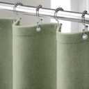 Linen Shower Curtain Green, Fabric Boho Farmhouse Shower Curtains for Bathroom Cotton Natural Cloth Liner Set 72" W x 72" L