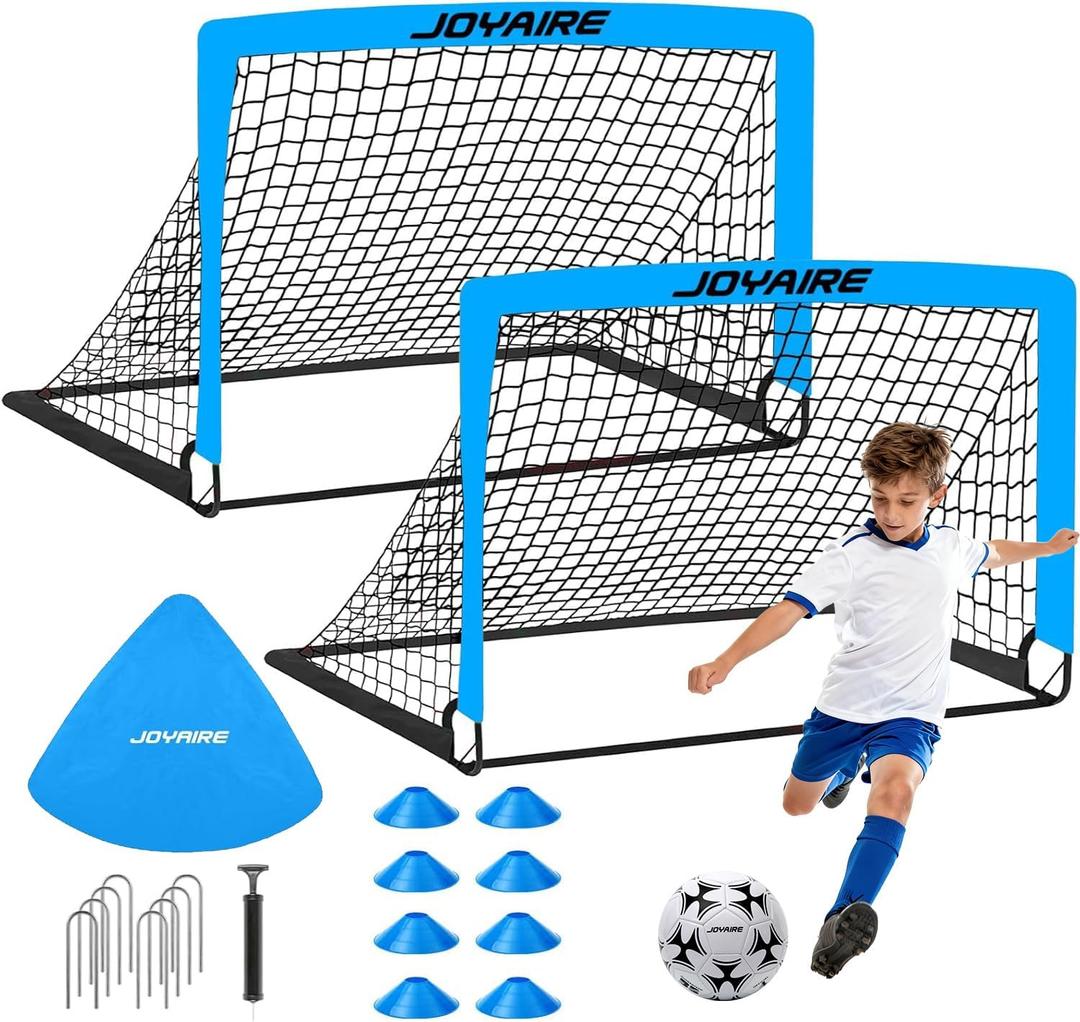 Pro-Grade Kids Backyard Soccer Goal, Tear-Resistant 5-Layer Polyester Soccer Net & 10mm Poles for Maximum Durability, 4x3ft, Pop Up Portable Soccer Training Equipment Set with Size 4 Ball