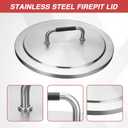 Stainless Steel Fire Pit Lid for Solo Stoves Bonfire, Portable Outdoor Fire Pits Round Lid with Heat Resistant Safe Handle, Camping Backyard Stove Cover Lids Accessories for Solo Stove Bonfire 19.5"