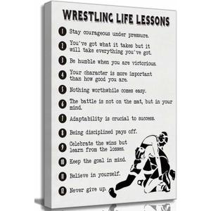 Inspirational Wrestling Life Lessons Canvas Wall Art 16x24in