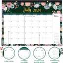 2024-2025 Desk Calendar - Large Desk Calendar 2024-2025, JUL 2024 - DEC 2025, 22" x 17", Large Ruled Blocks, 2 Corner Protectors & 2 Hanging Hooks, Floral Design