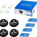 WALI Dummy Fake Security CCTV Dome Camera with Flashing Red LED Light with Security Alert Sticker Decals (SD-4), 4 Packs, Black