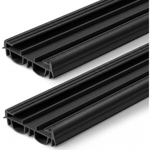 Pushglossy 2 Pcs 36" Slide on Door Sweep 1-3/4" Wide Vinyl Weatherstrip Seal for Exterior Doors, Energy Efficient Draft Stopper, Easy Slide in Installation, Blocks Dust/Insects/Noise (Black)