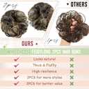 2 PCS Messy Bun Hair Piece Wavy Curly Scrunchies Synthetic Chignon Ponytail Hair Extensions Thick Updo Hairpieces for Women Girls(Dark Brown Mix Ash Blonde)