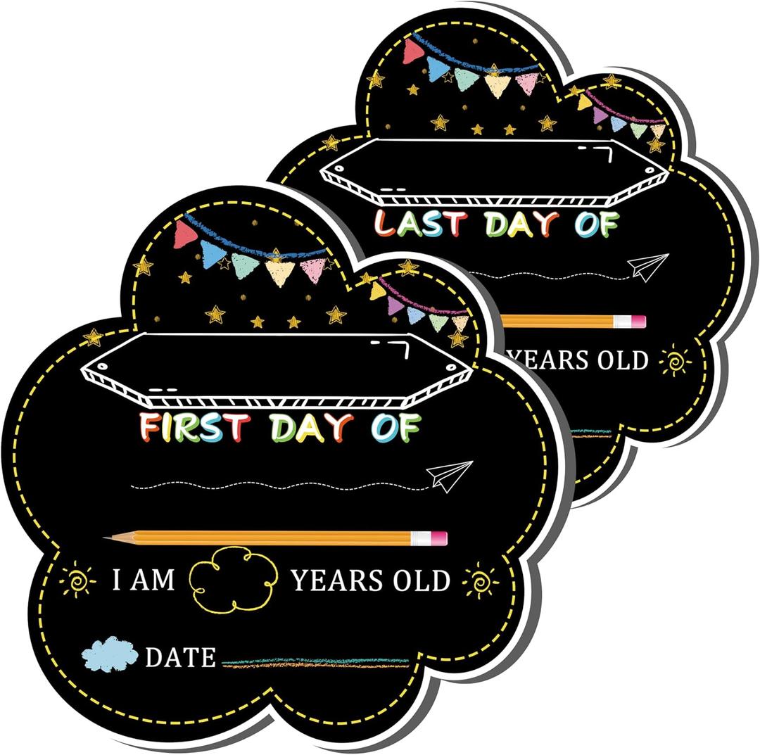 Rsgift Chalkboard First & Last Day of School 11.811.8 Inch, Double Sided Back to School Board, Reusable Kindergarten reschool 1st Grade Decorations Photo Props for Kids/Girls/Boys (Cloud)