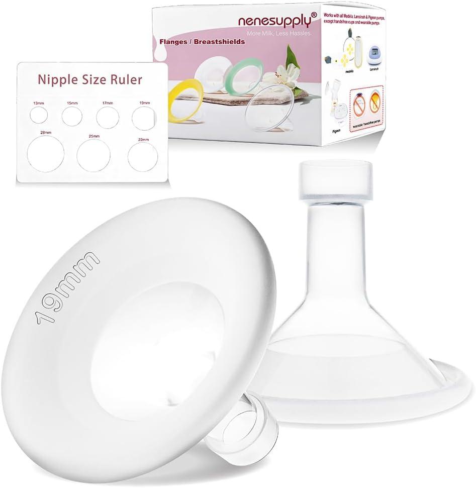 Nenesupply 19mm Soft Flange Compatible with Medela Breast Pump Parts Replace 19mm Flange for Medela Accessories Compatible with Pump in Style Parts Symphony Swing Harmony Pump and Personalfit Flex
