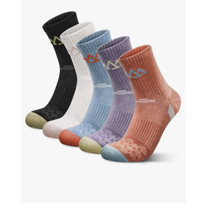 innotree Merino Wool Hiking Socks for Women Quarter Ankle Thermal Cushion Moisture Wicking Socks,5 Pairs M