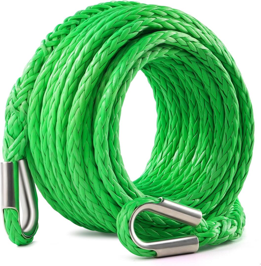 DAYDOOR Winch Rope Extension, 3/8'' x 50ft Synthetic Winch Extension Rope, 26,500 Lbs Winch Extension Line for Off Road Vehicle ATV UTV SUV Jeep(Green)