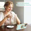 Hython for iPhone 16 Pro Max Case with Ring Stand, 360 Rotatable Ring Holder Magnetic Kickstand, Plating Rose Gold Edge Soft Cover Protective Phone Case for iPhone 16 Pro Max 6.9", Mint