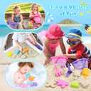 Dreamon Collapsible Beach Toys Set for Kids 3-10, Collapsible SandBucket with Beach Molds and Mesh Bag, 2 Pack Shovels Set Ice Cream Sand Toys for Beach, Sandbox Travel Toys for Kids Toddlers Girls