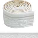 WADILE 90" x 3.1" Peel Stick Foam Molding Trim Self Adhesive, Crown Molding Wallpaper Border Flexible, 3D Wall Edging Lines Foam Baseboard, Wall Trim for Home, White, 4PC