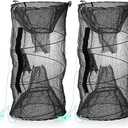 ZENFUN 2 Pcs Fishing Bait Trap, Crab Traps Minnow Traps, Crawfish Trap, Collapsible Net, Foldable Fishing Net Portable Folded Fishing Accessories
