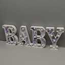 Realspring Woodland Greenery Centerpieces Baby Marquee Light up Sign Letters 8.15'' Baby Shower Letter Battery Operated Gender Reveal Birthday Party Decor for Home Table(Purple)