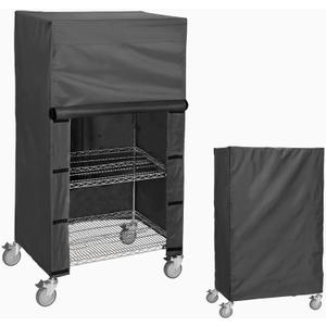 Waterproof Wire Rack & Shelving Cover  Heavy Duty Storage Shelf Dust Cover, Fits 36" W x 14" D x 54" H, Nylon Buckles & Hook-and-Loop Closure (Black, No Shelves)