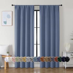 Simplebrand Ava Denim Blue Blackout Curtains for Bedroom 84 Inch Length 2 Panels Set, Solid Thermal Insulated Privacy Living Room Window Treatment Curtains Blackout Drapes, W40 x L84 Inch, Denim Blue