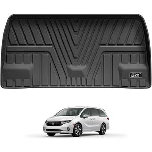 3W Cargo Liner Fit for Honda Odyssey 2026 2025-2018 Custom Fit Trunk Liner Mini Passenger Van, All Weather Use Heavy Duty Trunk Mat Black