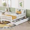 Bellemave Twin Bed Frames with Storage Drawers for Kids, Twin Bed with Rails, Twin beds Frame for Boys/Girls/Adults, White