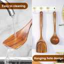 FJNATINH 10 PCS Wooden Spoons for Cooking - Teak Wooden Kitchen Utensil Set - Cooking Mixing Baking - Non-stick Healthy Kitchen Cookware Gifts for Women Housewarming Gifts