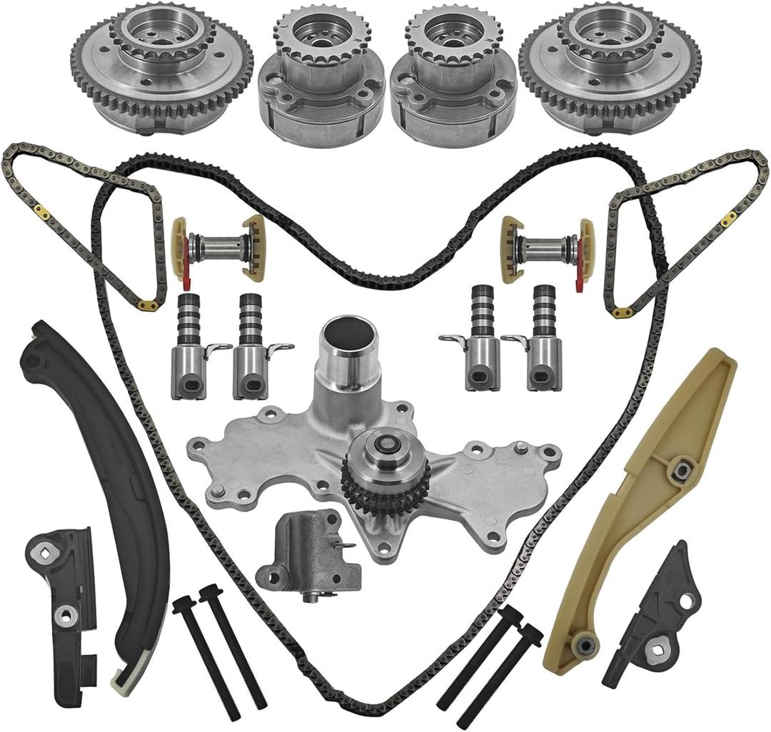 Engine Timing Chain Kit with Water Pump,VVT Sprockets & Solenoid Compatible with Ford F-150 3.5L 2011-2013, Compatible with Ford Transit-150/250/ 350/350 HD 3.5L 2015-2016