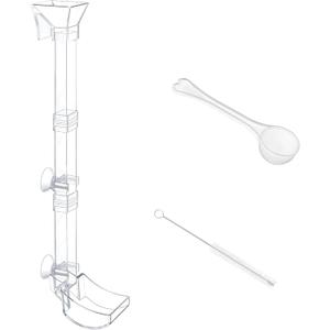 Aquarium Fish Shrimp Feeding Dish Set Clear Fish Feeder Tube and Dish with Cleaning Brush and Measuring Spoon for Feeding Shrimp and Preventing Food Scattering Feeding Supplies for Shrimp Large
