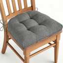 AddGrace Chair Cushions for Dining Chairs Set of 1 Kitchen Seat Cushions with Ties and Non Slip Backing Tufted Indoor Seat Pad for Kitchen Dining Room 18" x 17" x 3" Light Grey