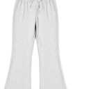 DANI CHINS Girl Loose Flare Cotton Fleece Sweatpants Bootcut Pull On Pants with Drawstring Pockets (Gray, S)