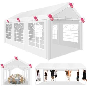 COBIZI 10x20 Party Tent Heavy Duty for Parties, Powder Coating (Better Than Galvanized), Waterproof for Church & Wedding, Large Outdoor Event Gazebo with Removable Sidewall & Built-in Sandbag, White