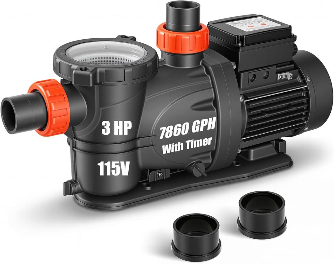 LEO In/Above Ground Pool Pump High Flow Powerful Self Priming Pool Pump,Orange Red
