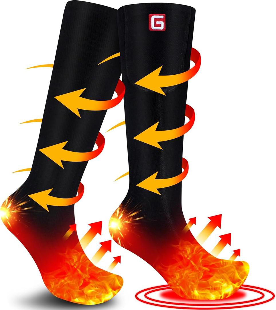 Autocastle Heated Socks, Men's Heated Socks Rechargeable 3 Level Battery Socks Washable for Skiing Camping Hunting Hiking Outdoor or Arthritis Socks, Winter Warm Thermal Socks, Electric Socks for Men, Medium