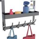Over The Door Organizer, with 12 Hooks and 1 Large Storage Shelf, Coat Rack, Over The Door Organizer with Hooks for Bathroom, Bedroom, Kitchen, Office.