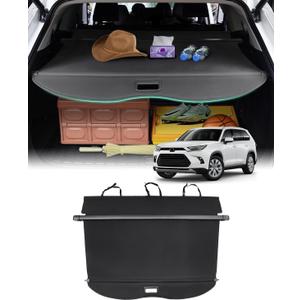 Powerty Retractable Cargo Cover for 2020-2026 Toyota Highlander-Carbon Fiber Texture Trunk Cover Privacy Screen Rear Security Shade for Highlander Accessories(Extra Flaps)