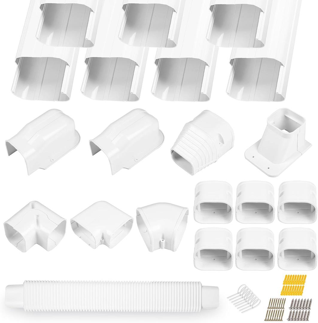 LyPrem 25Ft Mini Split Line Set Cover 3" PVC Line Cover Kit for Mini Split and Central Air Conditioner & Heat Pump