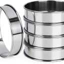 FANGSUN 4 Inch English Muffin Rings, Stainless Steel Crumpet Rings, Tart Rings for Baking, Double Rolled Nonstick Round Cake Ring, Metal Pastry Ring Mold for Dessert Food Making Tool