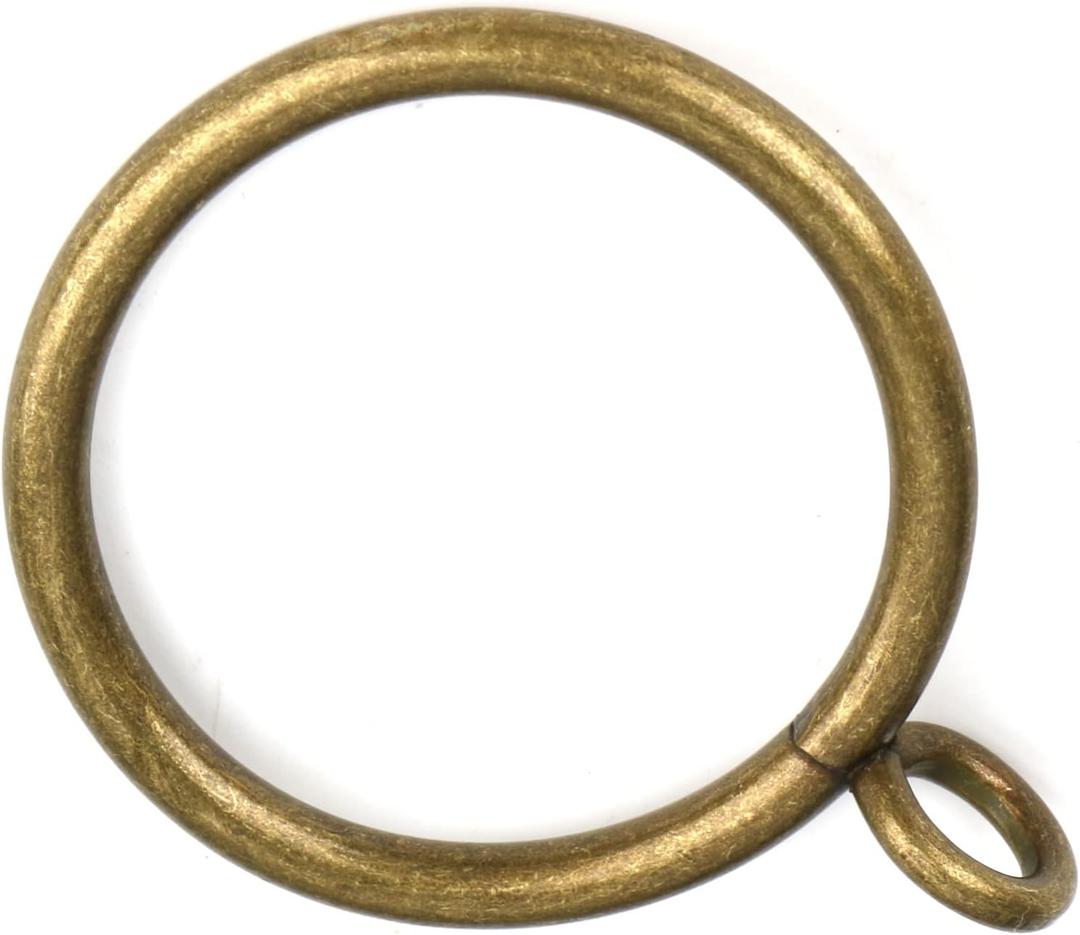 Antique Brass Curtain Rings with Eyelets for Up to 1.0-inch Curtain Rods (Set of 30 PCS Curtain Rings) (1 1/4 inch Inner Diameter)
