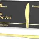 Dealusy 100 Count Heavy Duty Gold Plastic Knives Disposable, BPA-Free, Heat Resistant, Solid and Durable Premium Plastic Disposable Knives for Party Supply