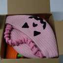 Zopeal 3 Pack Halloween Pumpkin Basket Trick or Treat Basket with LED String Lights & Wooden Ornaments Boo Spooky Small Bags Jack O Lantern Bags for Girls Boys Kids Party Favor Halloween Party(Pink)