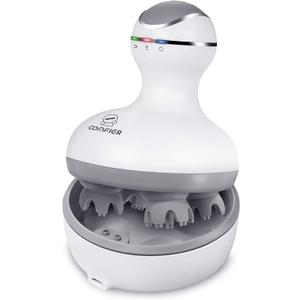 COMFIER Electric Cordless Hair Scalp Massager with Kneading 84 Massage Nodes, Handheld Portable Head Scratcher Massager for Hair Growth, Deep Clean and Stress Relax, Gifts for Men Dad (White)