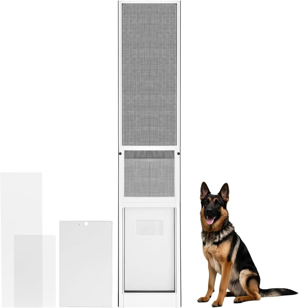 FAMIGRO XL Dog Door for Sliding Glass Door, Extra Large Patio Doggy Door Insert for Sliding Door, Height Adjustable from 44" to 84", Flap Width: 14 inch