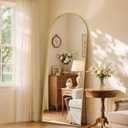 58" x 18" Full Length Mirror, Arched Full Body Mirror Standing Mirrors, Large Floor Mirrors for Bedroom Bathroom Living Room, Gold